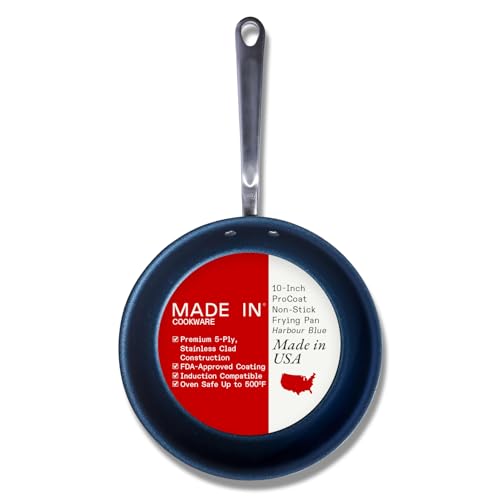 Made In Cookware - ProCoat 10 Non Stick Frying Pan (Harbour Blue) - 5 Ply Stainless Clad Nonstick - Professional Cookware - Induction Compatible