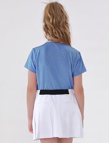Image of EXARUS Girls Golf Polo Tennis Shirts Sleeveless Kids V-Neck Tank Tops | Equestrian UPF 50+ Quick Dry Clothes