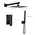 GBBNE Shower System Rain Shower Head and Handle Set Wall Mount Shower Faucet Set Fixture Combo 2 in 1 Handheld Spray Brass Rough-in Valve with 8 Inch Showerhead Matte Black