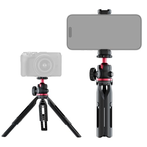 NEEWER Entry Level Version Mini Stativ für Kamera, 360° Kleiner tragbarer Tischhalter für DSLR Webcam und Handy, Selfie Stick Griff kompatibel mit iPhone Samsung Android, Videoaufzeichnung, GM-2G