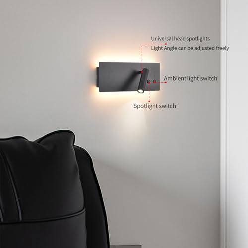 Lámpara de lectura LED para pared interior con interruptor blanco 3