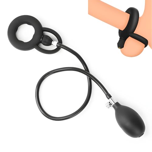 Freely Adjustable Dual-Inflation Telescopic Pneumatic Ring specifically Designed for Men (UKF205) (Black)