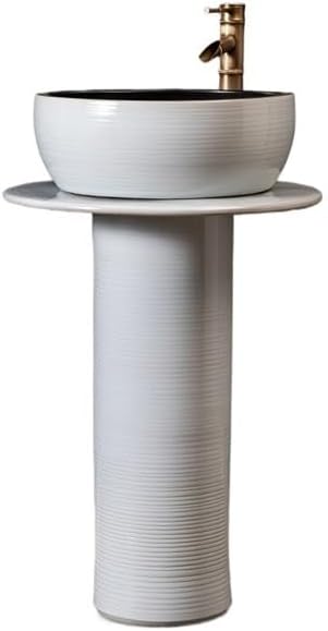 Modern Kitchen Sink Home Bathroom Pedestal Sink, Ceramic Pedestal Floor-Standing Sink Drop in Kitchen Sink