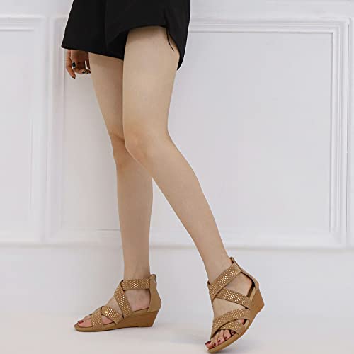 Womens Comfy Roman Wedge Sandals Bohemia Mid Heel Sandals Outdoor Casual Dress Party Beach Sandals #TOP2