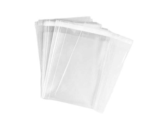 QUUPY 100Pcs 9 in x 12 in Clear Automatic Sealing Flat Cello Cellophane Treat Bags Packaging Bags with Adhesive Closure for Gift Wrapping Snacks Bakery Candies Cookie Dessert Packaging(1.2 mil)