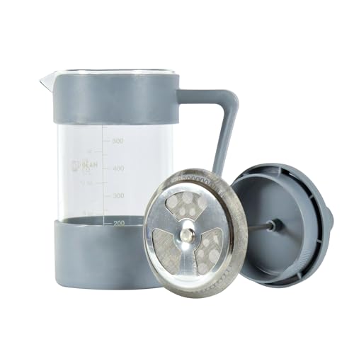 Image of THE BEAN CO French Press Coffee Maker 600 ml | Heat Resistant Borosilicate Glass | 4 Level Filteration (Grey)
