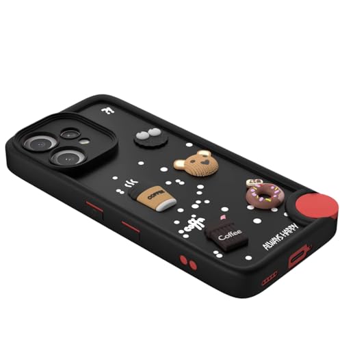Image of Bintage Cute Fun Taddy| 3D Ball Bear| Donut| Coffee Rubber Case Camera Protection Back Cover Compatible for CMF by Nothing Phone 2 Pro - Black