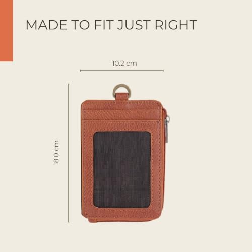 Image of HAMELIN Unisex Adults ID & Card Holder | Slim Faux Leather Wallet for Men & Women | 5-Slot Debit, Credit & ID Card Holder | Compact, Secure Zipper Wallet for Easy Access | Windsor Tan