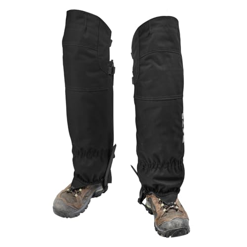 BZTAC Tactical Leg Gaiters High Gaiters Hunting Gaiters Knee Protection Anti-Tear Oxford Fabric Full Length Zip Waterproof Breathable Windproof for Outdoor Hunting Hiking Walking (Black)