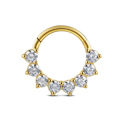 FINE4U Daith Piercing Jewelry 16G 8mm - ASTM F136 Titanium