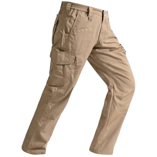 SPOSULEI Mens Tactical Pants Ripstop Cargo Work Pants with 9 Pockets Water Resistant Breathable Hiking Construction Pants