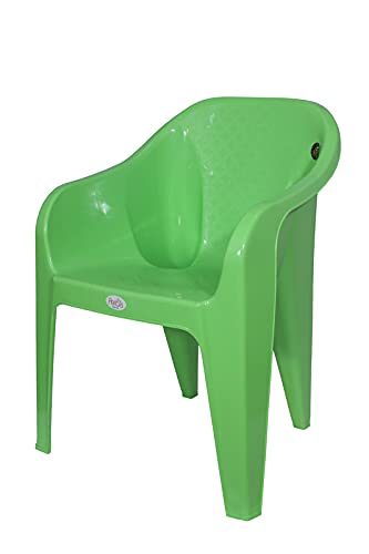Image of PETALS Plastic Chairs Set of 6 Without Cushion | Arm Chair for Drawing /Living Room | Armchairs for Home /Office /Garden /Indoor & Outdoor | Cap Upto 150 Kgs | Green, 6 Pcs, Bravo | 3 Years Warranty
