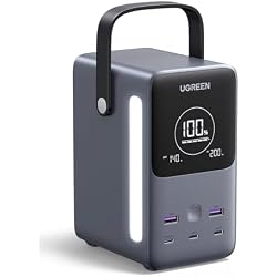 UGREEN 300W 48,000mAh Portable Charger Power Bank with Smart Digital Display, Lighting and SOS Mode, 153Wh 5 Ports USB C Battery Pack for Outdoor Camping and Home Backup for Laptop and More