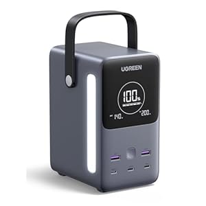 UGREEN 300W 48000mAh Portable Charger Power Bank with Smart Digital Display, Lighting and SOS Mode, 153Wh 5 Ports Battery Pack for Camping, Travel and Home Backup