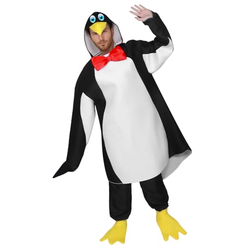Celvibe Costume de pingouin pour adulte, unisexe, tenue d'Halloween, costume d'animaux avec haut, pantalon, couvre-chaussures, pour Halloween, carnaval, cosplay
