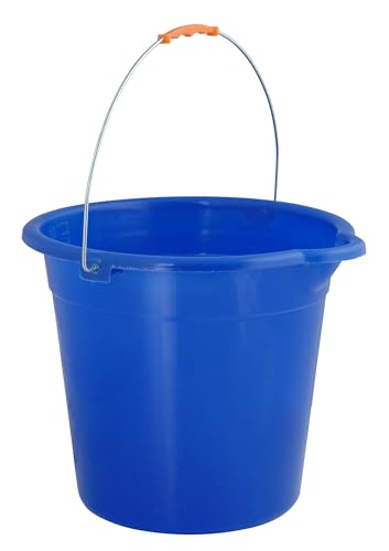 Superio Plastic Round Bucket with Grip Handle, 10 Liter with Spout Cleaning Pail Blue, Home Floor Mopping, Bath, Car Wash Bucket, Bowls for Camping, Fishing
