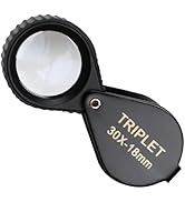 30x Magnification Triplet Loupe 18mm Optic Lens, Foldaway Design Portable Battery-Free Magnifying...