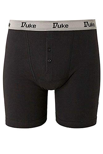 Grand King Size Duke London Hommes Pack De 3 Buttonfly Coton Trunks Short Boxer Slip, Gris, bleu marine et noir, XXX-Large