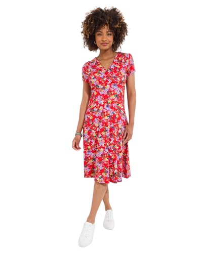 Joe Browns Vintage Floral Print Jersey Dress Vestido, Rosso, 46 para Mujer