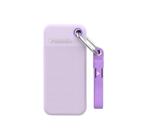 Verbatim Pocket SSD - 2TB - Colour Edition - Purple with 2 Rubber Sleeves (White & Purple)