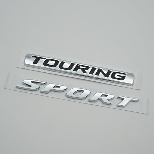 Image of 2Pc Sport Touring Rear Trunk Letter Logo Badge Emblem Nameplate (Silver Black)
