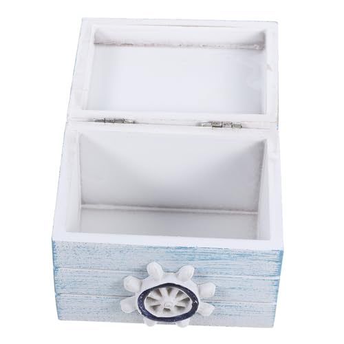 VILLCASE Ocean Themed Small Wooden Jewelry Box Nautical Decor Rustic Boat Decor Wooden Treasure Chest for Home