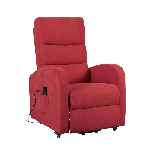 POLTRONE ITALIA Poltrona Relax Elettrica 4 ruote reclinazione poltrona per anziani soggiorno elevabile Detraibile 19% microfibra Rosso