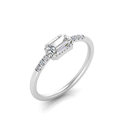 Choose Your Gemstone Art Deco East West Ring Sterling Silver Emerald Shape Vintage Engagement Rings Affordable for Your Girlfriend, Wife, Partner Wedding US Size 4 to 123