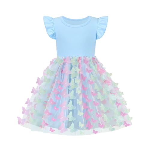 Toddler Baby Girl Dress Little Girls Summer Tulle Tutu Dresses Kids Flutter Sleeve Casual Party Clothes Outfit 2-7Y