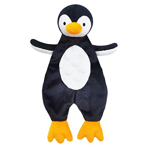 Image of Baby Black Penguin Soft Stuffed Animal Security Blanket, Plush Penguin Character Lovey Blanket, Baby Shower /Nursery Gift, Newborn Infant Toddler Snuggle Blankie for Boys Girls, 10 Inches