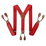 MMYUAK HosenträGer Herren 35mm Width Suspenders for Men PU Synthetic Leather Trimmed Button Y Back...