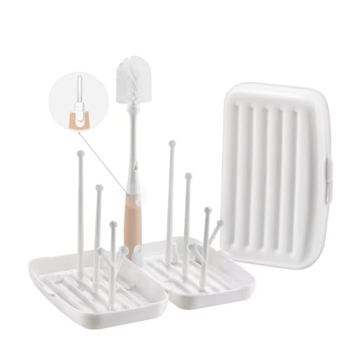 Travel Bottle Cleaner Kit, Baby Bottle Brush Set, Baby Travel Essential, Travel Drying Rack