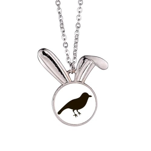 Collier moineau noir : pendentif oiseau original et chaîne ras de cou tendance femme