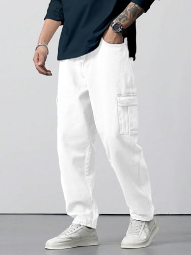 Image of TAGAS Men Loose Fit Men's Flip Pocket Jeans || Mens Stylish Cotton Loose Fit Denim Cargo || Multi-Pocket Styling Pant||
