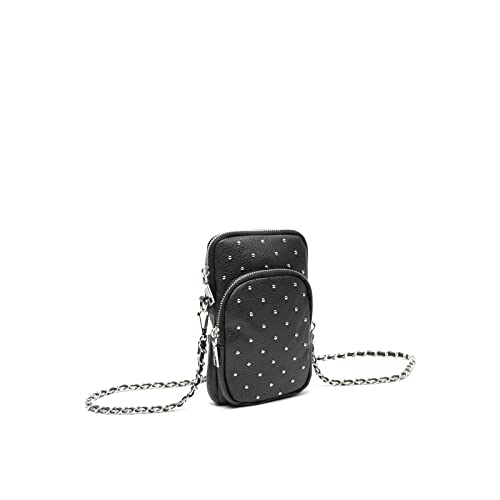 MISAKO Tachita bolso bandolera mini para móvil con detalles metalizados Mujer - Tachita Negro 19 X 11 X 5 cm