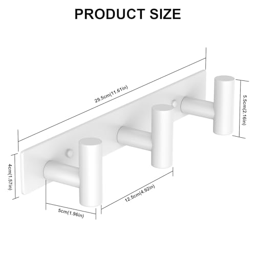 Image of PMMASTO Stainless Steel Coat Rack Wall Mounted, Heavy Duty Metal Hook Rail for Hanging Coats Hats Towels Robes Bags, Modern Wall Hooks Organizer (White, 3 inchT Hooks, 1PACK)