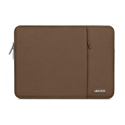 Image of MOSISO Laptop Case 13.3 inch, 13-13.3 inch Laptop Sleeve Compatible with MacBook Air /Pro 13 /Pro 14 M5 M4 M3 M2 M1, HP Dell ASUS Lenovo,Polyester Vertical Computer Sleeve Bag with Pocket, Light Brown