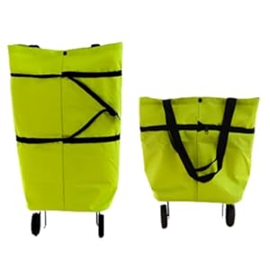 Draagbare winkelwagen, winkelwagen met wielen, opvouwbare winkelwagen op wielen, huishoudelijke trolley op wielen, trolleytas boodschappenwagen /652(Green)