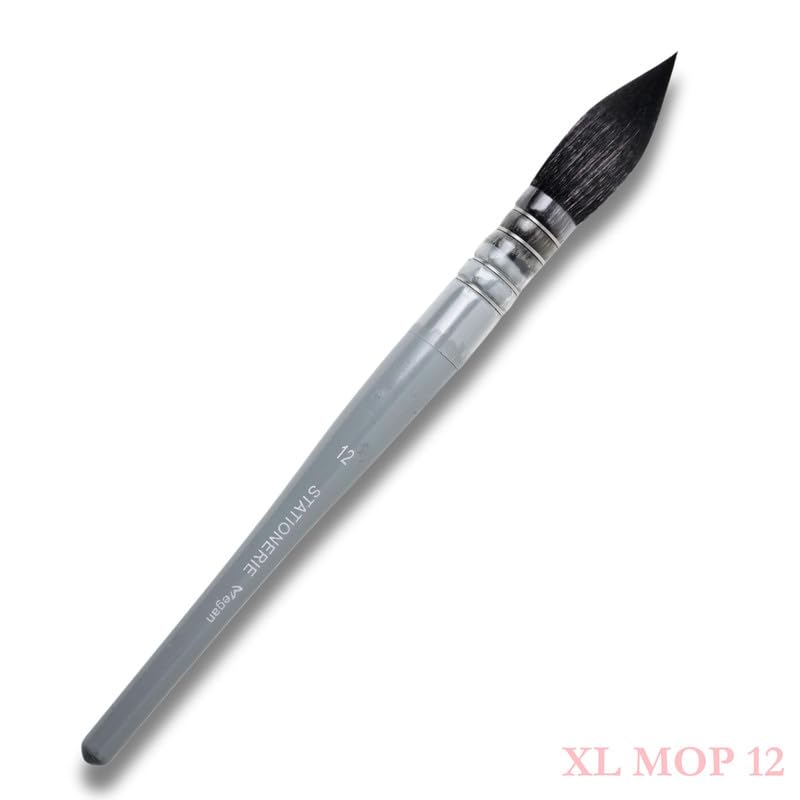 Image of Stationerie Mop Brush for Painting, Synthetic Squirrel Hair Paint Brushes for Artists, Adults, & Hobbists, Pointed Round Mop Brush for Watercolor,Acrylic,Gouache,Size-12