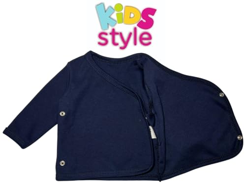 KIDS STYLE Baby Jungen Wickelshirt Langarm Flügelhemd Unterhemd, Bekleidungsgröße: 68, Farbe: Set 7 3er Pack Beige Dunkelblau