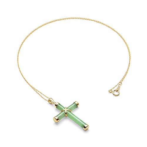 Belacqua Natural Green Jade Cross Pendant Necklace in 14K Yellow Gold or Sterling Silver, With Chain or Without Chain, Fashion Jewelry for Women, Gift Box Included3