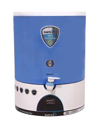 Safex Dolphin 9LTR RO+ACTIVE COPPER+B-12+ALKLINE+PH+SF+TDS CONTROLLER 7 STAGE PURIFICATION SYSTEM 9 L RO + Copper Water Purifier Blue