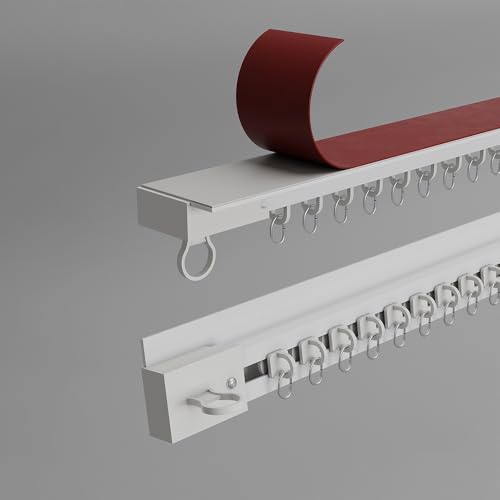Riel de cortina autoadhesivo sin taladro, barra de cortina de techo para ducha, 430 cm, fácil instalación y solución versátil para colgar