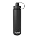 EcoVessel BOULDER TriMax Vacuum Insulated Stainless Steel Water Bottle with Versatile Stainless Steel Top and Tea, Fruit, Ice Strainer - 24 ounce - Black Shadow