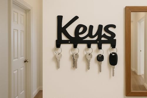Wall Mounted Key Holder with 4 Hooks, Coat Rack,Letter Storage,Screw and raw Plugs Included,Cast Iron,Ideal for The Kitchen or Bathroom,Decorative and Ergonomic Design Molded into The Word Keys - Cosy Home Interiors Wall Mounted Key Holder with 4 Hooks, Coat Rack,Letter Storage,Screw and raw Plugs Included,Cast Iron,Ideal for The Kitchen or Bathroom,Decorative and Ergonomic Design Molded into The Word Keys - Image 6