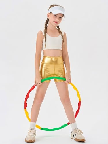 Image of Haloumoning Girls Athletic Shorts Kids High Waisted Yoga Dance Biker Shorts Comfy Gymnastics Shorts 5-14Y