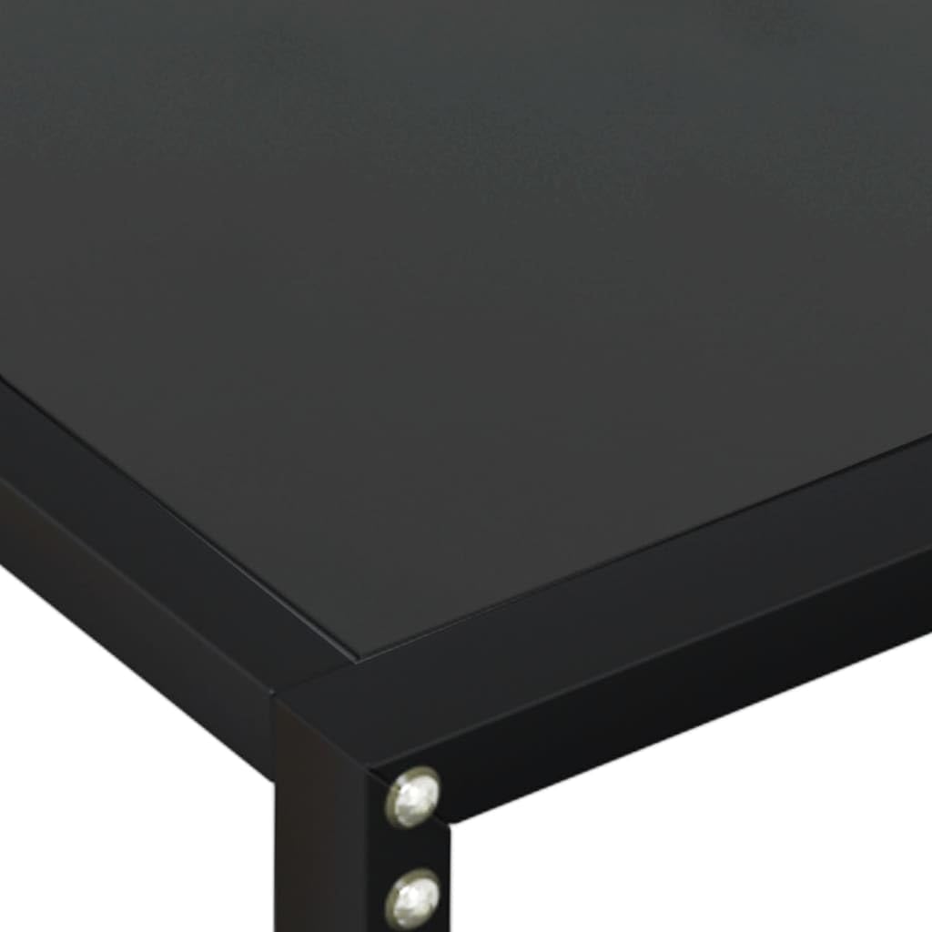 vidaXL Konsolentisch Konsole Beistelltisch Flurtisch Sideboard Ablagetisch Wandtisch Glastisch Tisch Schwarz 140x35x75,5cm Hartglas Stahl
