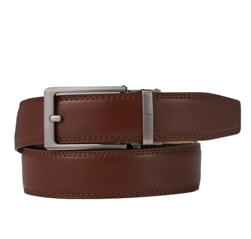 Image of Tonywell Men's Leather Ratchet Belt, 1 3 /8 inch Adjustable Dress Belt, Trim to Fit
