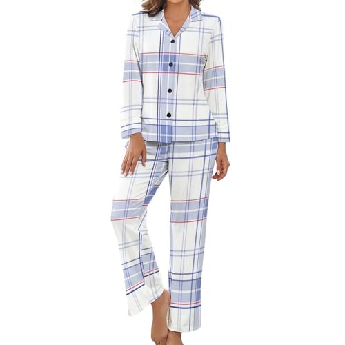 Pyjama femme plaid bleu pour des nuits douces et des matinées cocooning