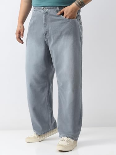 Image of Urbano Plus Men's Loose Baggy Fit Washed Jeans Non-Stretchable